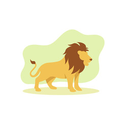 Male African lion simple flat vector character illustration.