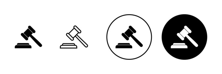 Gavel icons set. judge gavel sign and symbol. law icon. auction hammer