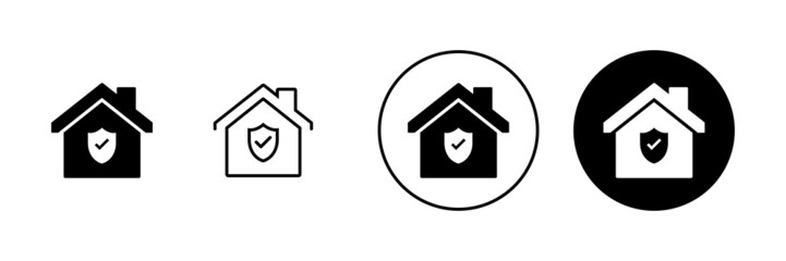 home insurance icons set. home protection sign and symbol