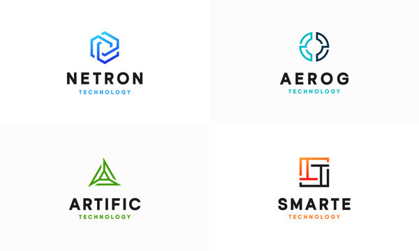 Set of Technology Logo designs template, Connecting logo symbol template
