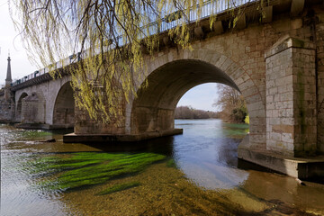 Fototapeta na wymiar Saint-Nicolas bridge on the Loiret river bank near Orleans city