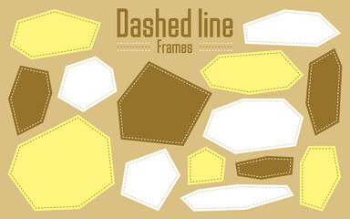 多角形の破線フレームセット／ブラウン・イエロー系