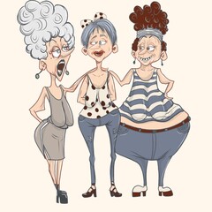 Tre kvinnor diskuterar