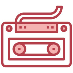 CASETTE red line icon,linear,outline,graphic,illustration