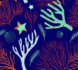 SEA CORAL PATTERN VECTOR ILLUSTRATION DESIGN 