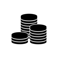Coins stack icon. Money symbol. Cash pictogram for website design, logo, app, UI isolated on white background. Finance, banking, stock market outline concept. Flat style design graphics.