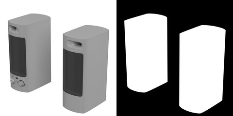 3D rendering illustration of a couple of computer speakers