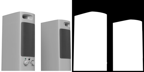 3D rendering illustration of a couple of computer speakers