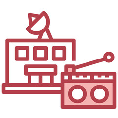 radio antenna red line icon,linear,outline,graphic,illustration