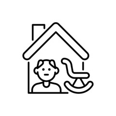 Retirement Home Vector Outline Icon design illustration. EPS 10 File on White background