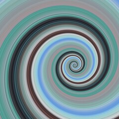 dark brown pale blue and green coloured horizontal striped pattern in art deco combination shape and spiral design