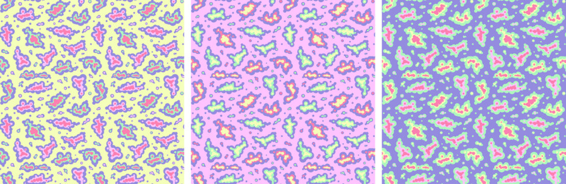 Set of 3 pastel vector abstract seamless patterns for print