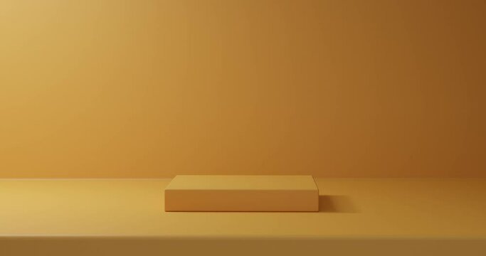 Realistic 3D yellow round corner cube pedestal or stand podium. 3D abstract studio room geometric platform design. Minimal wall scene for cosmetic Products showcase, Promotion display.