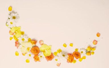 beautiful yellow and orange  floral pattern on white background