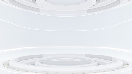 Scientific laboratory or empty white room. Technology background and science concept. 3D Render. © oatintro