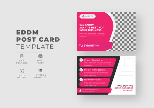Modern corporate business eddm post card template design