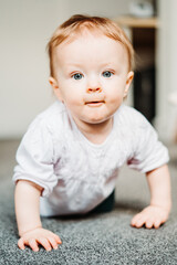 8-month-old baby girl crawling