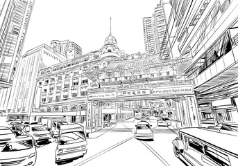 Fototapeta premium Manila. Philippines.Urban sketch. Hand drawn vector illustration.