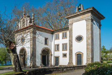 Church and roman bridge in Ponte de Lima, Oldest city in Portugal. It is named for a long medieval bridge that runs across the Lima River. 18th C. Sao Francisco church.