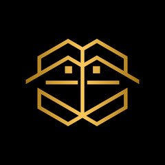 Initial letter EE with house logo design vector icon