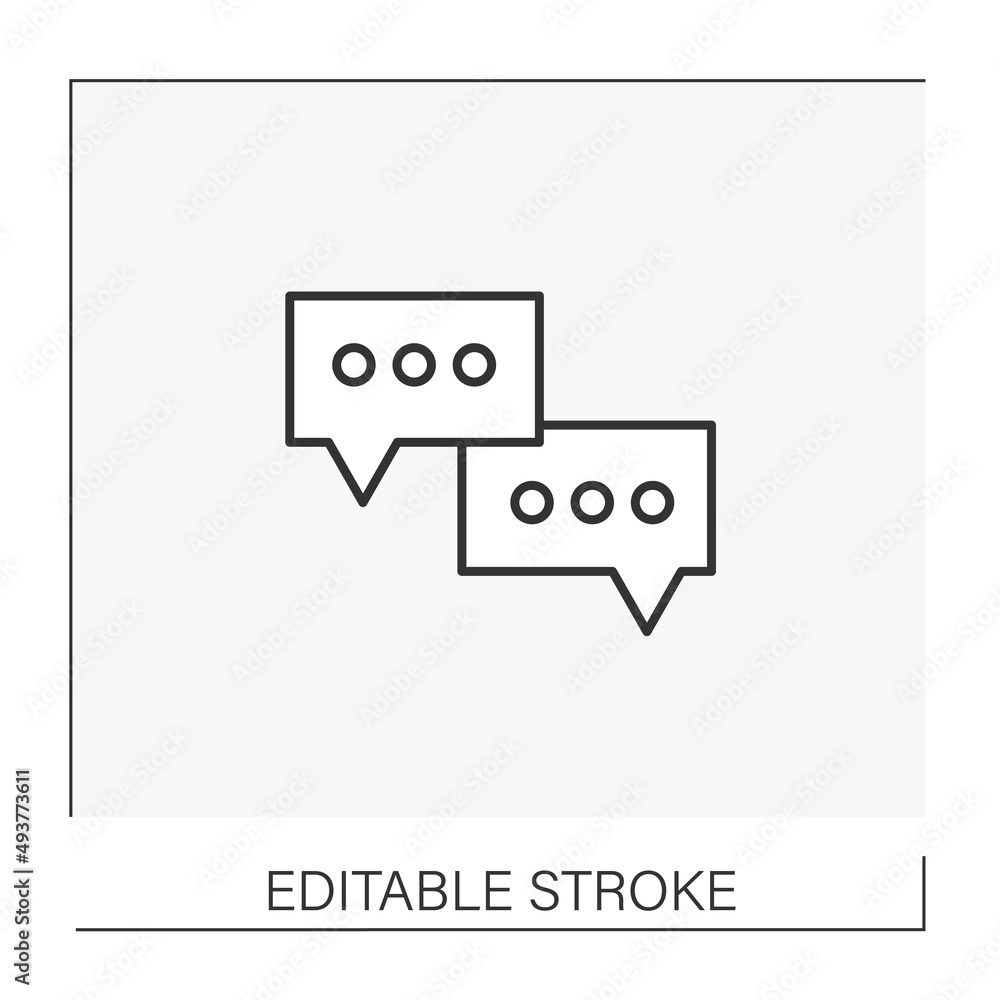 Poster notification line icon. message clouds. exchange letters. online chat. web service concept. isolated