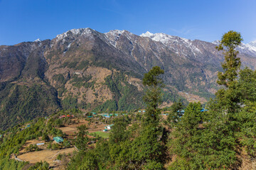 Fototapeta na wymiar Everest Base camp Trek Landscape Lukla Nepal