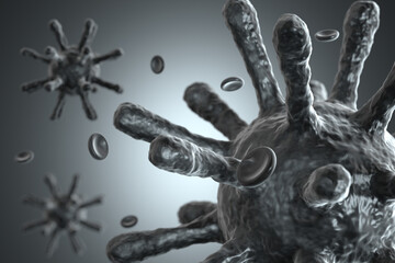 3d rendering bacteria and virus