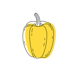 Yellow Bell Pepper Doodle Vector – Hand Drawn Outline Vegetable for Packaging and Label Design