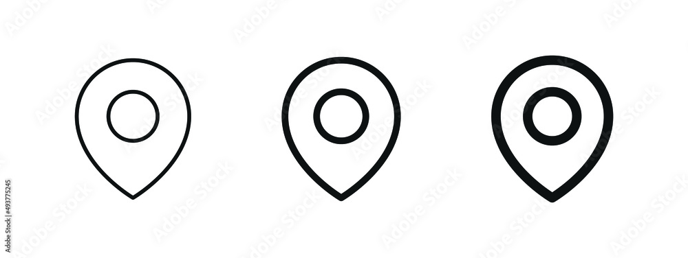 Aufkleber Location pin icon, map pointer marker symbol, gps map pin icon button in filled, thin line, outline and stroke style for apps and website	
