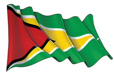 Waving Flag of Guyana