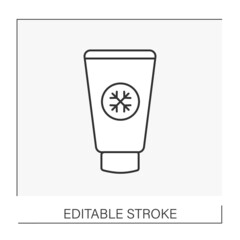 Care line icon. Skin products for freezing cold weather. Natural cosmetics. Cosmetology concept. Isolated vector illustration. Editable stroke