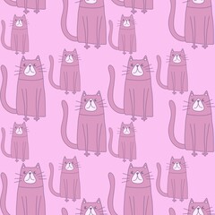 Animals seamless cats pattern for fabrics and textiles and packaging and gifts and cards and linens and kids