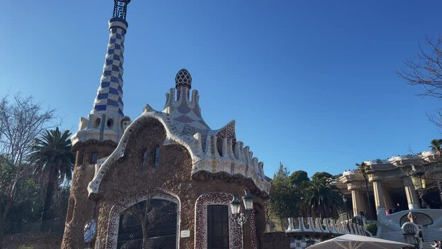 Building with unusual architecture style in Park Guell