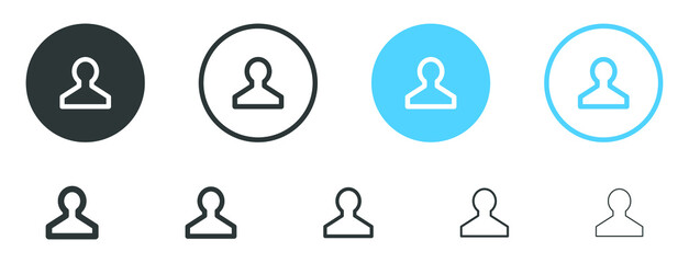 profile user icon, login account sign, male person profile avatar symbol in circle	
