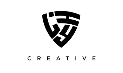 Fototapeta na wymiar Shield letters LYH creative logo