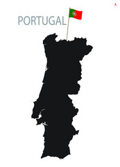 Portugal Map silhouette. Map of Portugal silhouette Vector Illustration