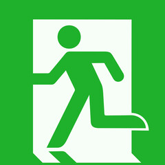 ISO 7010 E001 – Emergency exit (left hand) sign