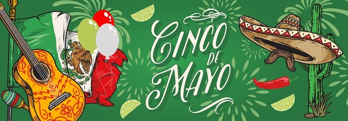 Cinco de mayo party horizontal banner design