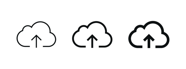 Upload to cloud icon with arrow up symbol sign. uploading clouds icons