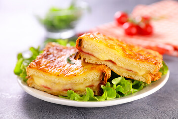 croque monsieur with cheese and ham