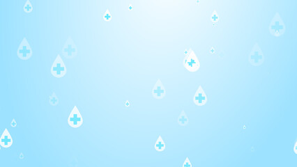 Medical health cross white on blue sanitizer drop pattern background. Abstract healthcare clean and Hygiene concept.