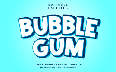 Bubble gum text effect blue style. Editable text effect