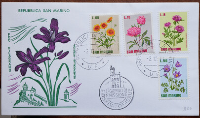 Colorful Vintage Used Postage Stamps from San Marino