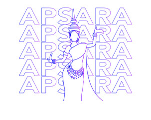 Apsara dancing, Cambodia Apsara drawing isolation background, Apsara traditional drawing, apsara flat drawing template. Vector