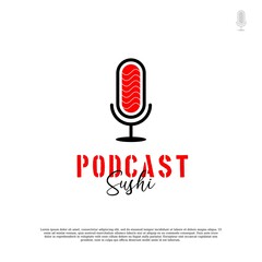 podcast sushi logo vector design template