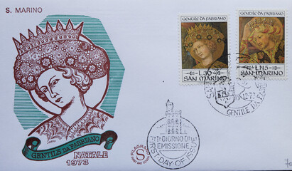 Colorful Vintage Used Postage Stamps from San Marino
