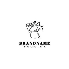 hand holding a castanet logo cartoon design icon template black isolated vector