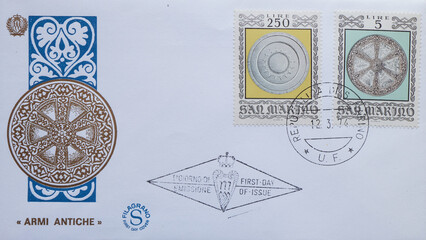 Colorful Vintage Used Postage Stamps from San Marino