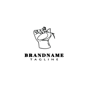 hand holding a castanet logo cartoon design icon template black isolated vector