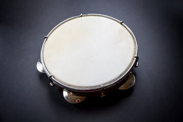 Brazilian tambourine isolated on black background